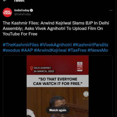 Arvind Kejriwal mocks at the plight of the Kashmiri pandit genocide [Delhi, India]