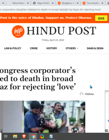 Proposal refusal leads to multiple stabbing of Congress Corporator’s Daughter by Jihadi [Hubballi, Karnataka]