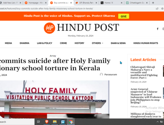 Hindu Boy commits suicide after Christian missionary school torture [Kalavoor, Kerala]