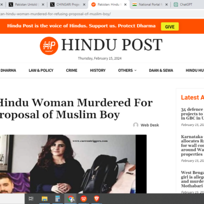 Tragic End to Hindu Girl in Pakistan [Shikarpur, Sindh, Pakistan]